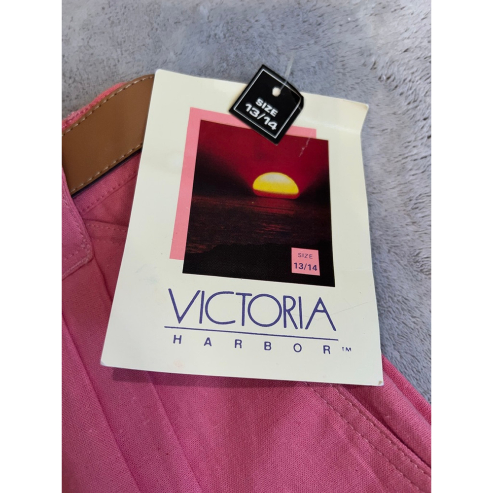 VTG COTTAGECORE Pink Long Shorts with Brown Belt Juniors 13 - Picture 5 of 7